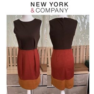 NWOT New York & Company Fall Pleated Dress Size Women XS *missing belt*